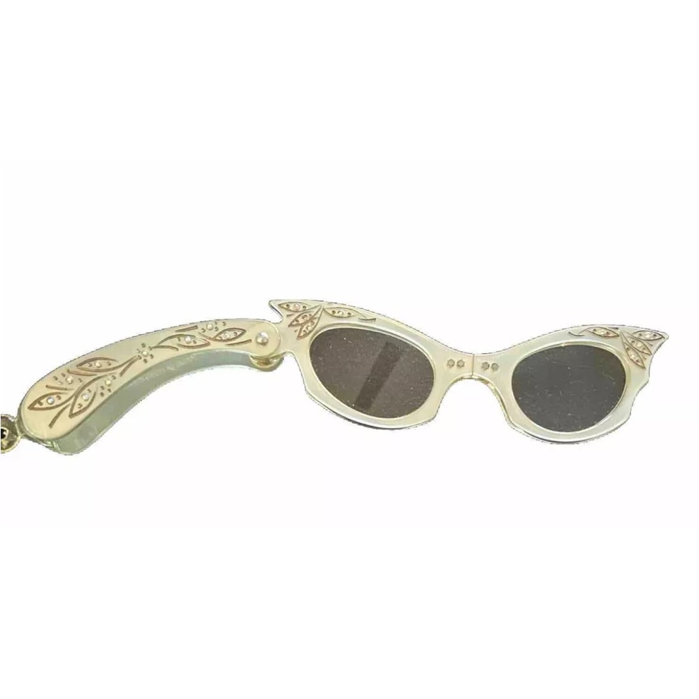 Vintage 40’s Or 50’s Hong Kong  Reading Glasses Opera Folding Lucite Rhinestons